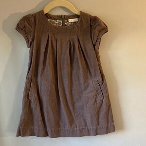 Boden Brown Corduroy Pleated Short-Sleeve Dress